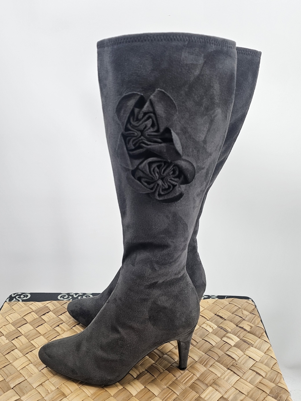 Gray Heeled Tall Boots Size 7